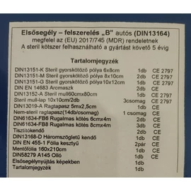 Elsősegély doboz (mentőláda) B. típusú személygépkocsihoz