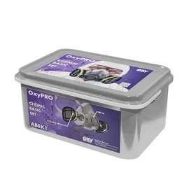 Oxyline OXYPRO ZX6LABEK1 vegyi gáz elleni félálarc alapkészlet, 2 részes: maszk+szűrő védődobozban