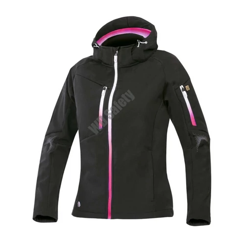 Ardon CREATRON női softshell kabát kapucnival, fekete-rózsaszín