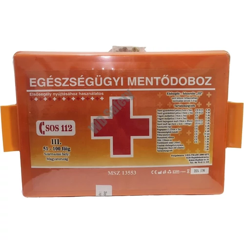 Munkahelyi elsősegély felszerelés III. típus 100 főig