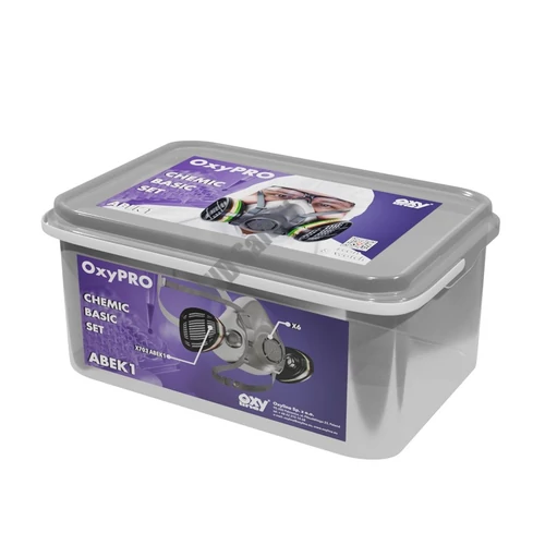 Oxyline OXYPRO ZX6LABEK1 vegyi gáz elleni félálarc alapkészlet, 2 részes: maszk+szűrő védődobozban